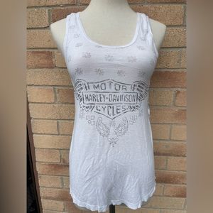 Harley Davidson White flowing  tank top